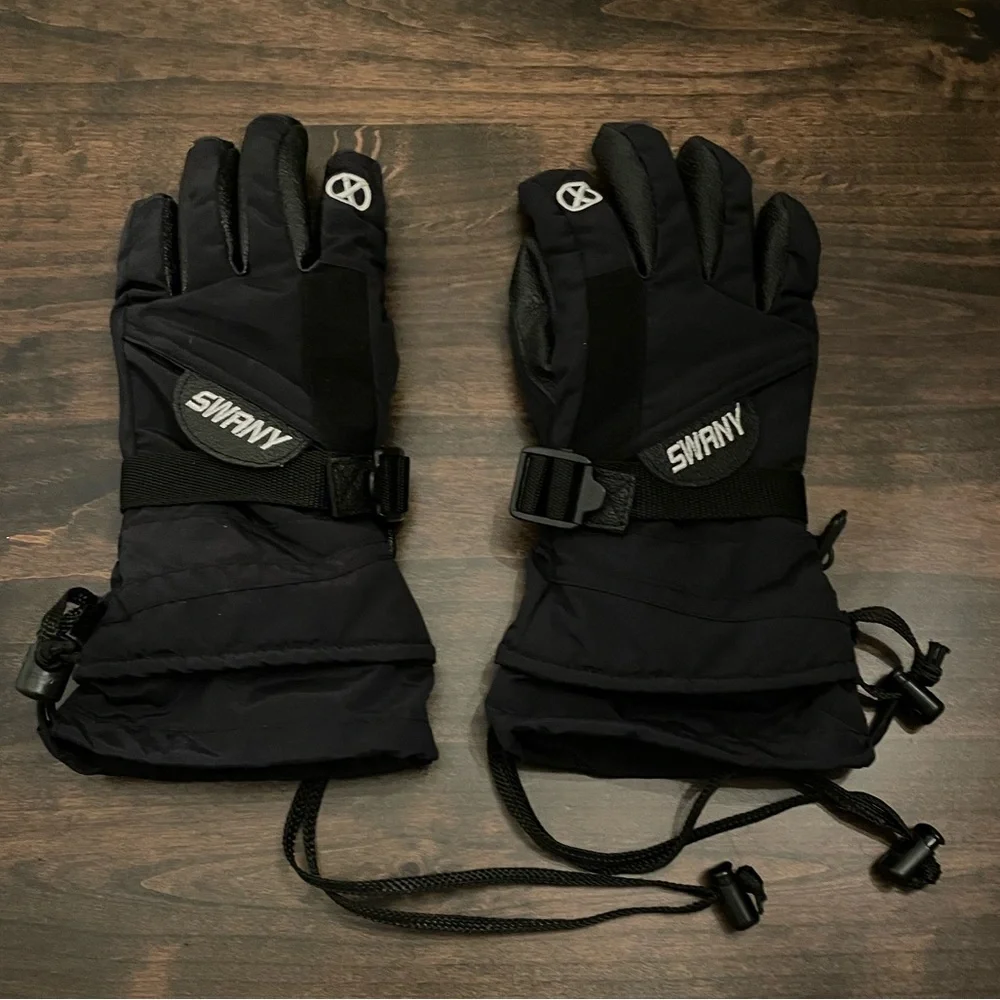 Swany Black Ski Gloves - Youth